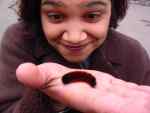 heather and a caterpillar friend